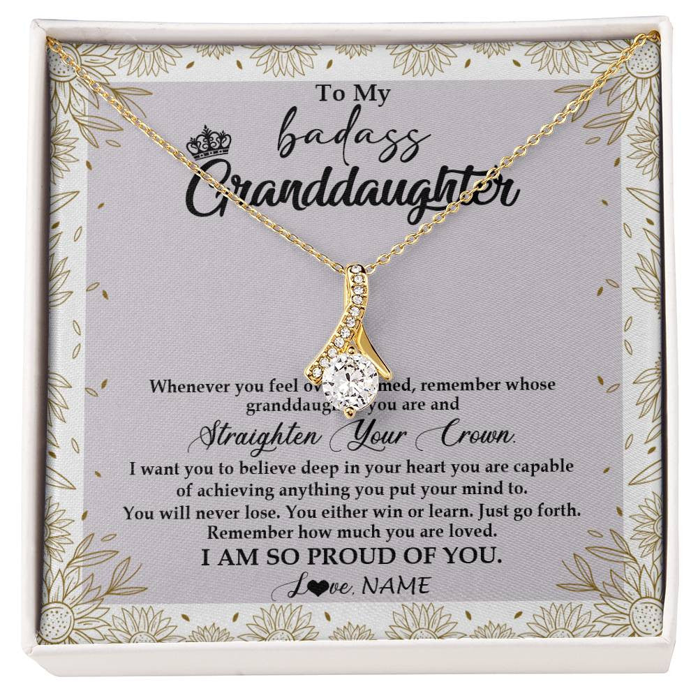 Personalized To My Granddaughter Necklace From Grandma Nana Straighten Your Crown Granddaughter Birthday Graduation Christmas Customized Gift Box Message Card