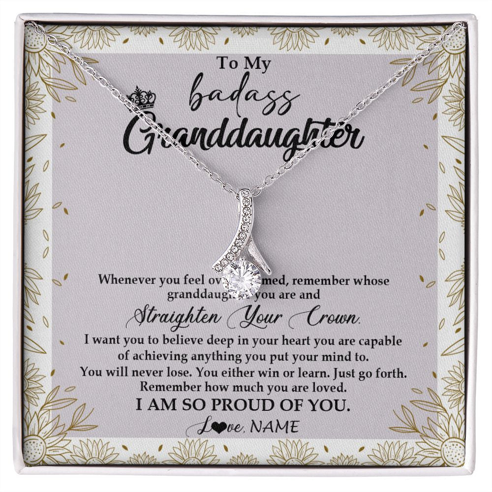 Personalized To My Granddaughter Necklace From Grandma Nana Straighten Your Crown Granddaughter Birthday Graduation Christmas Customized Gift Box Message Card