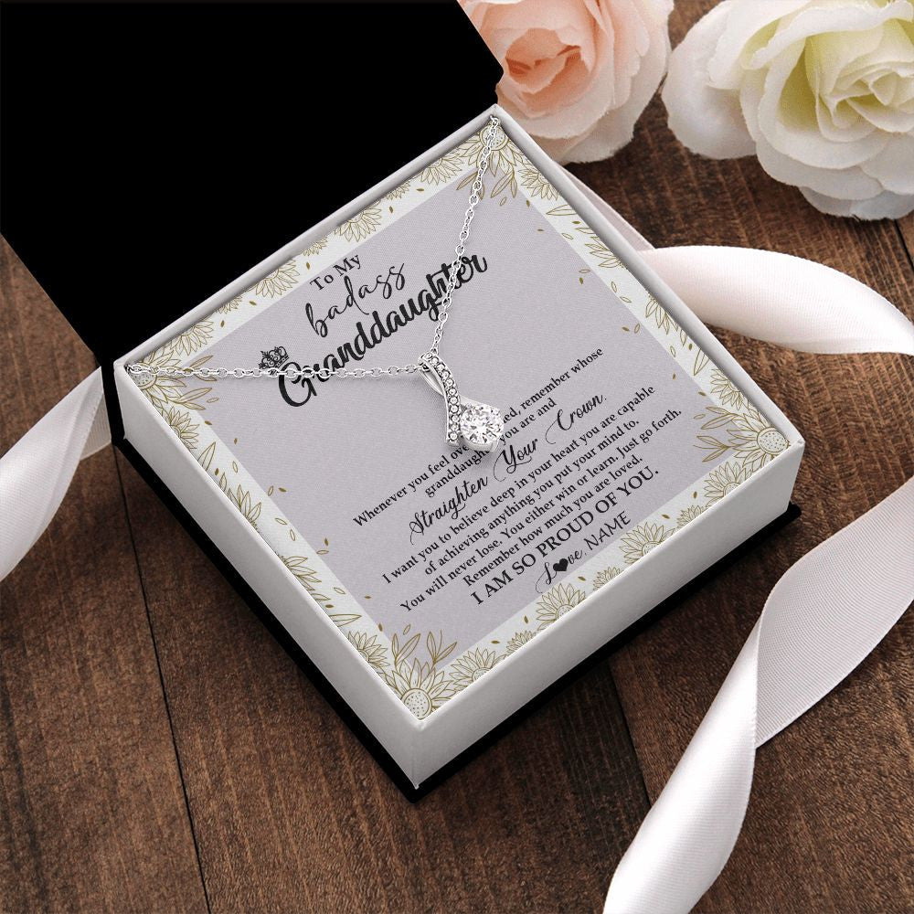 Personalized To My Granddaughter Necklace From Grandma Nana Straighten Your Crown Granddaughter Birthday Graduation Christmas Customized Gift Box Message Card