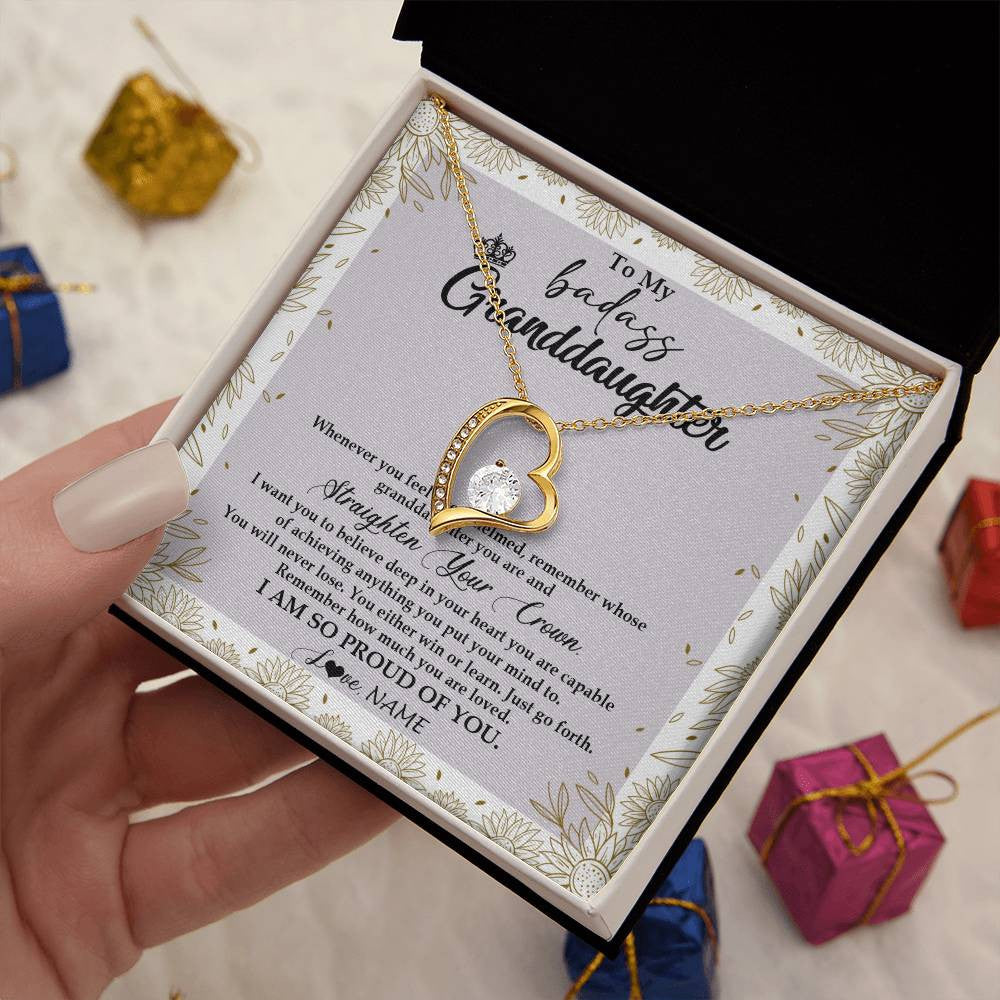 Personalized To My Granddaughter Necklace From Grandma Nana Straighten Your Crown Granddaughter Birthday Graduation Christmas Customized Gift Box Message Card