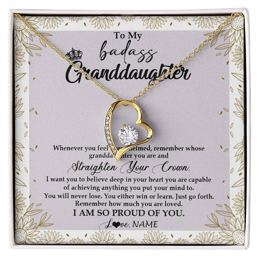 Personalized To My Granddaughter Necklace From Grandma Nana Straighten Your Crown Granddaughter Birthday Graduation Christmas Customized Gift Box Message Card