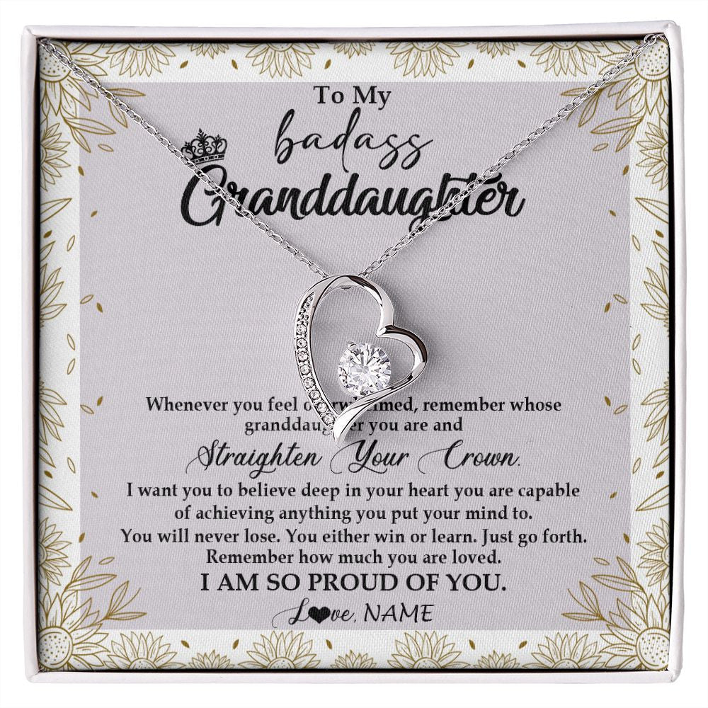 Personalized To My Granddaughter Necklace From Grandma Nana Straighten Your Crown Granddaughter Birthday Graduation Christmas Customized Gift Box Message Card