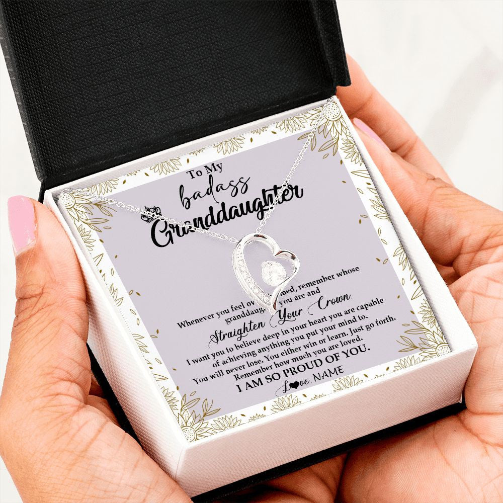 Personalized To My Granddaughter Necklace From Grandma Nana Straighten Your Crown Granddaughter Birthday Graduation Christmas Customized Gift Box Message Card