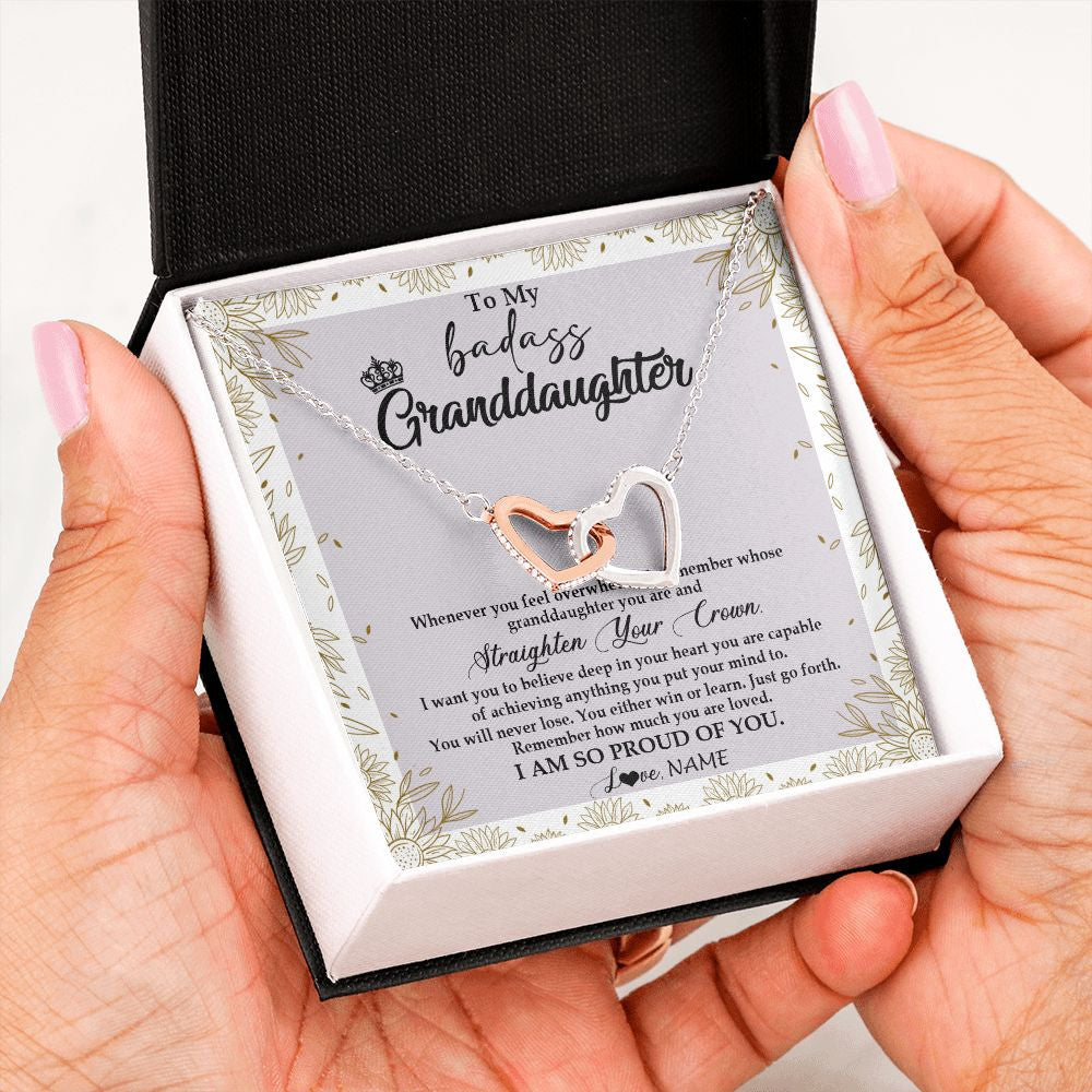 Personalized To My Granddaughter Necklace From Grandma Nana Straighten Your Crown Granddaughter Birthday Graduation Christmas Customized Gift Box Message Card