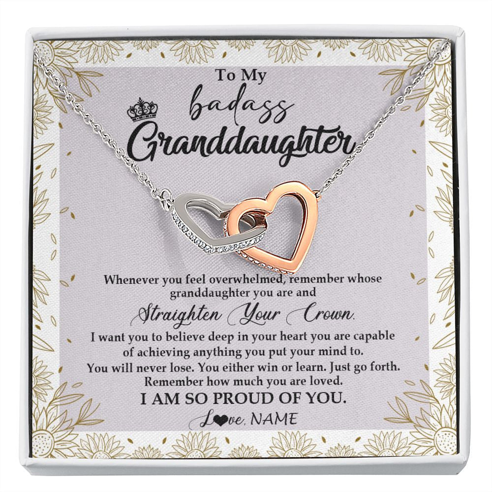 Personalized To My Granddaughter Necklace From Grandma Nana Straighten Your Crown Granddaughter Birthday Graduation Christmas Customized Gift Box Message Card