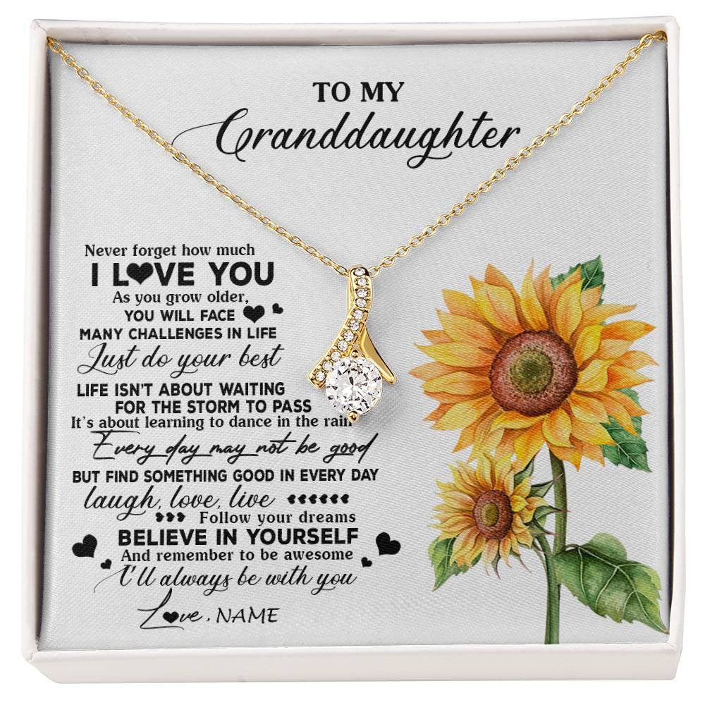 Personalized To My Granddaughter Necklace From Grandma Nana Sunflower Wood Laugh Love Live Granddaughter Birthday Christmas Customized Gift Box Message Card