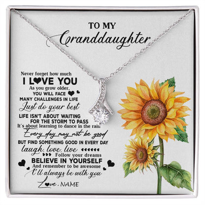 Personalized To My Granddaughter Necklace From Grandma Nana Sunflower Wood Laugh Love Live Granddaughter Birthday Christmas Customized Gift Box Message Card