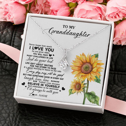 Personalized To My Granddaughter Necklace From Grandma Nana Sunflower Wood Laugh Love Live Granddaughter Birthday Christmas Customized Gift Box Message Card