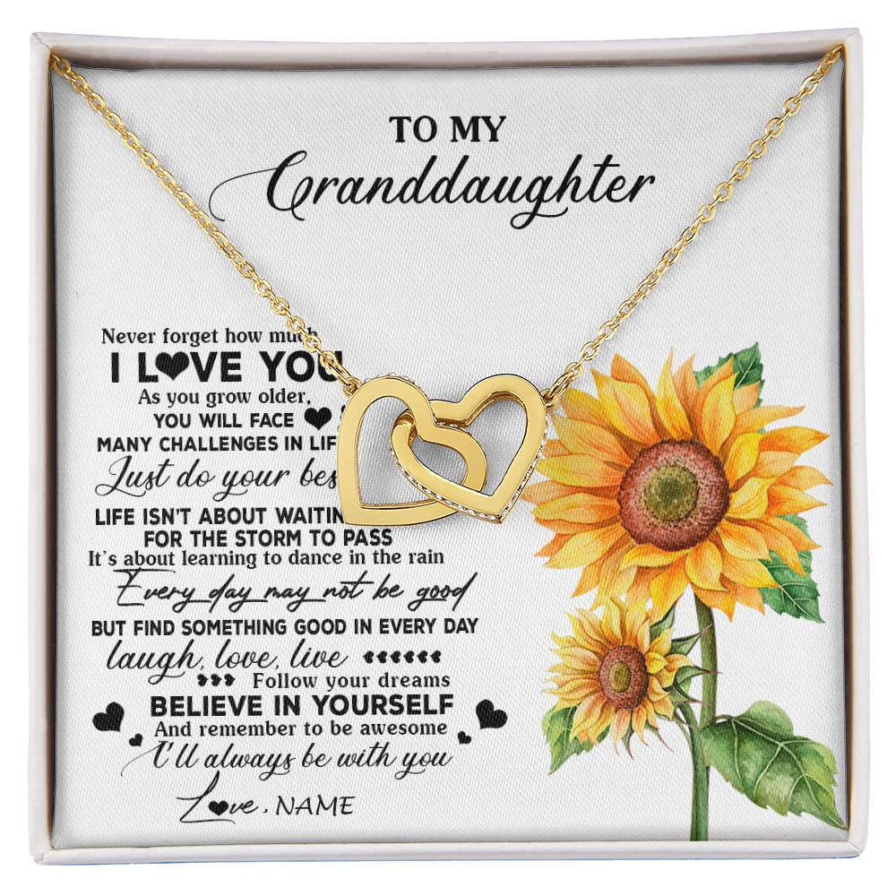 Personalized To My Granddaughter Necklace From Grandma Nana Sunflower Wood Laugh Love Live Granddaughter Birthday Christmas Customized Gift Box Message Card