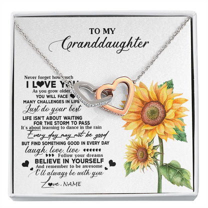 Personalized To My Granddaughter Necklace From Grandma Nana Sunflower Wood Laugh Love Live Granddaughter Birthday Christmas Customized Gift Box Message Card