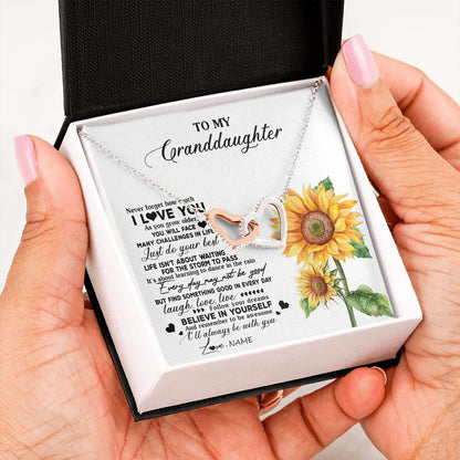 Personalized To My Granddaughter Necklace From Grandma Nana Sunflower Wood Laugh Love Live Granddaughter Birthday Christmas Customized Gift Box Message Card