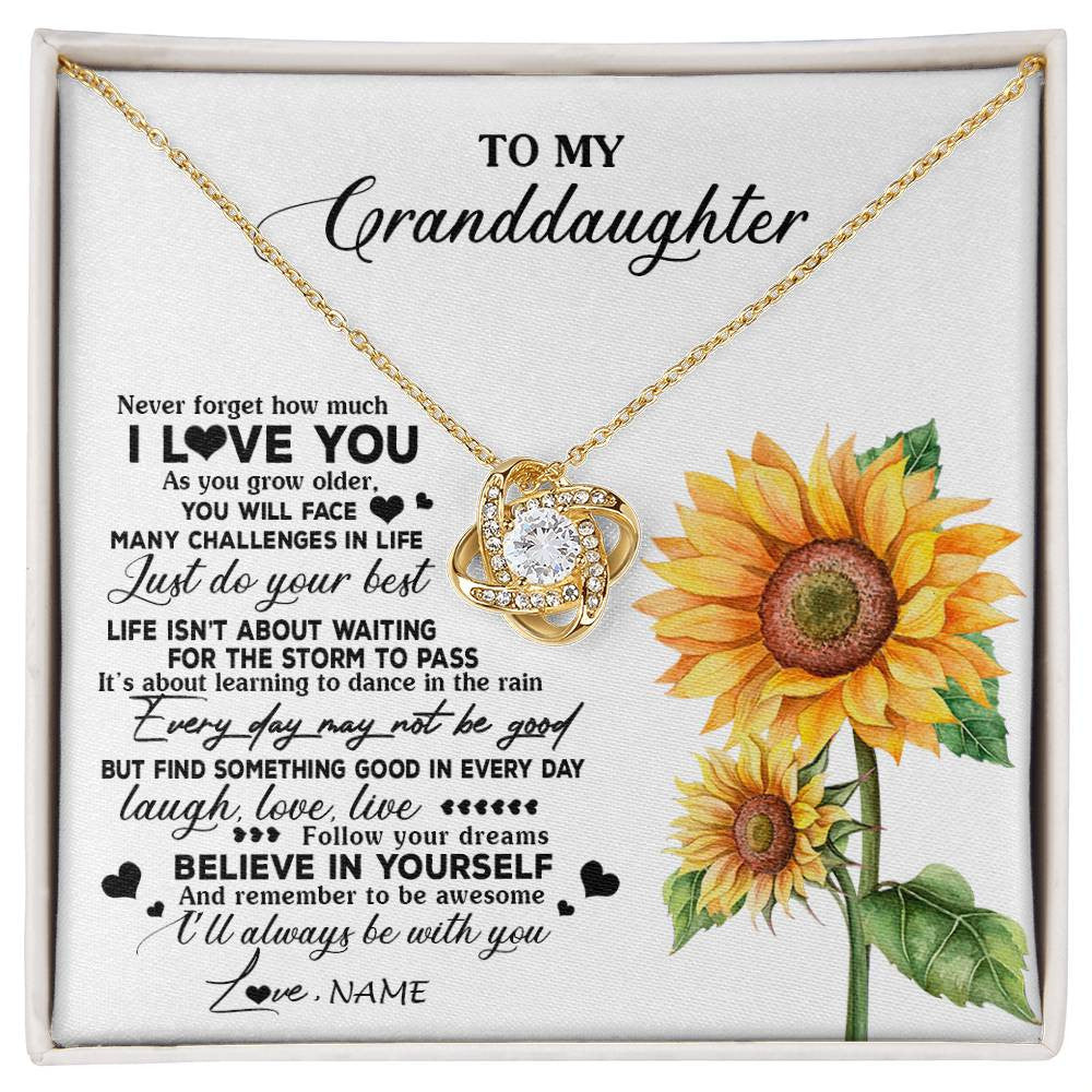 Personalized To My Granddaughter Necklace From Grandma Nana Sunflower Wood Laugh Love Live Granddaughter Birthday Christmas Customized Gift Box Message Card