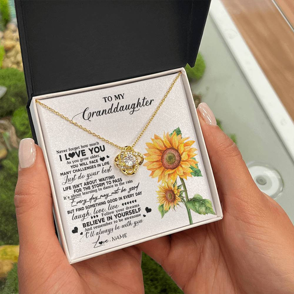 Personalized To My Granddaughter Necklace From Grandma Nana Sunflower Wood Laugh Love Live Granddaughter Birthday Christmas Customized Gift Box Message Card
