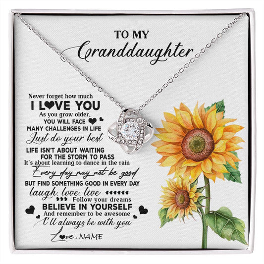 Personalized To My Granddaughter Necklace From Grandma Nana Sunflower Wood Laugh Love Live Granddaughter Birthday Christmas Customized Gift Box Message Card