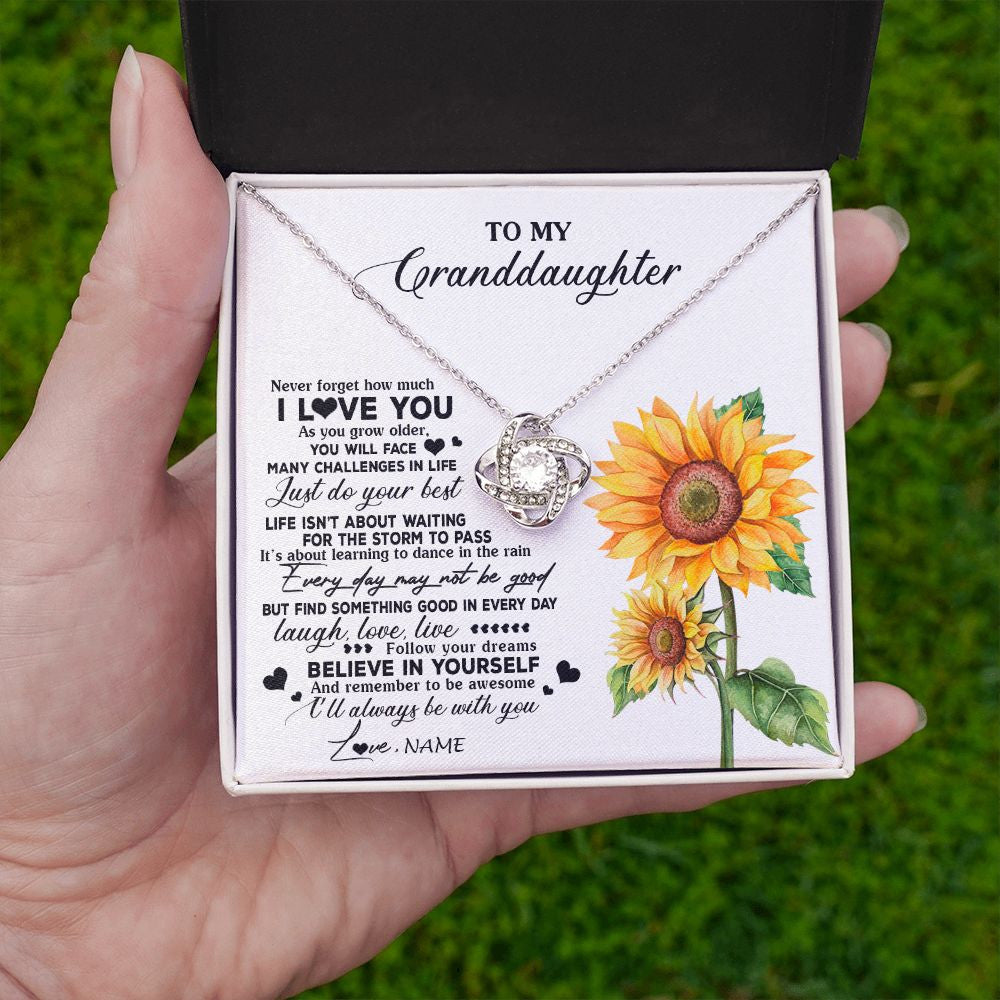 Personalized To My Granddaughter Necklace From Grandma Nana Sunflower Wood Laugh Love Live Granddaughter Birthday Christmas Customized Gift Box Message Card