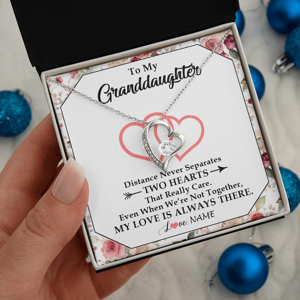 Personalized To My Granddaughter Necklace From Grandma Nana Two Hearts Together Granddaughter Birthday Christmas Customized Gift Box Message Card