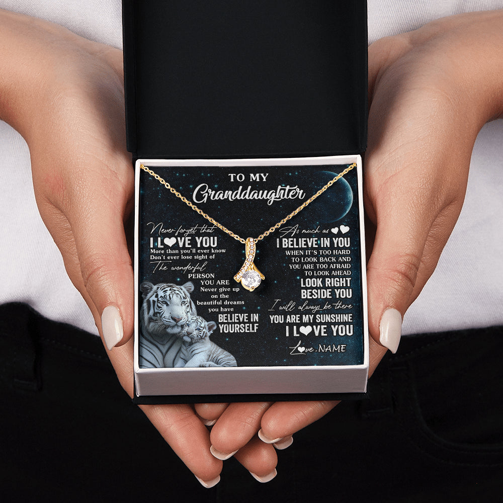 Personalized To My Granddaughter Necklace From Grandma Never Forget I Love You White Tiger Granddaughter Birthday Christmas Customized Gift Box Message Card