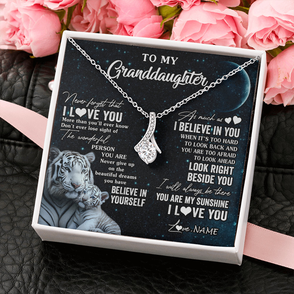 Personalized To My Granddaughter Necklace From Grandma Never Forget I Love You White Tiger Granddaughter Birthday Christmas Customized Gift Box Message Card