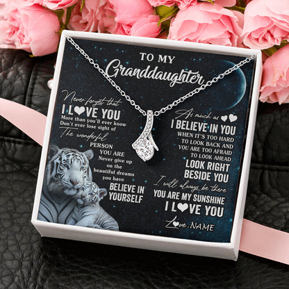 Personalized To My Granddaughter Necklace From Grandma Never Forget I Love You White Tiger Granddaughter Birthday Christmas Customized Gift Box Message Card