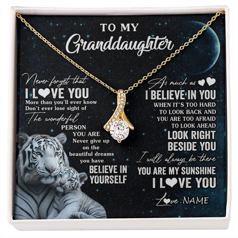 Personalized To My Granddaughter Necklace From Grandma Never Forget I Love You White Tiger Granddaughter Birthday Christmas Customized Gift Box Message Card