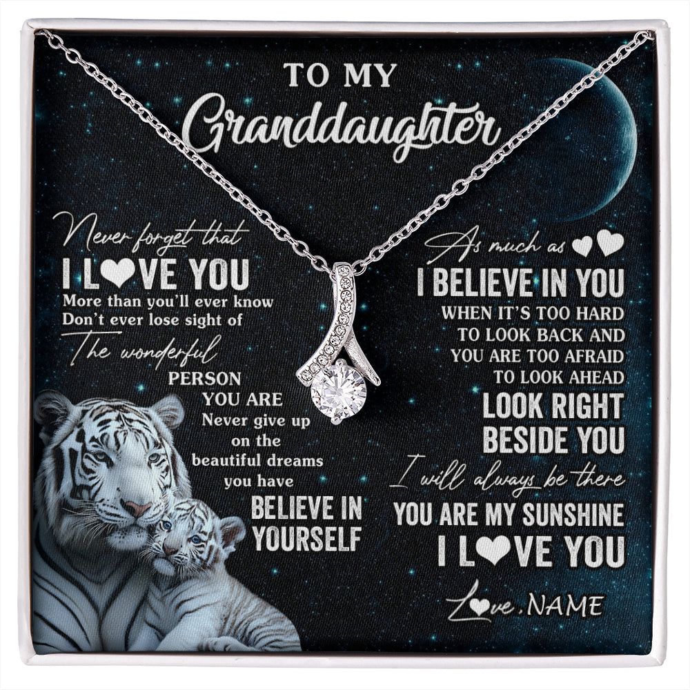 Personalized To My Granddaughter Necklace From Grandma Never Forget I Love You White Tiger Granddaughter Birthday Christmas Customized Gift Box Message Card