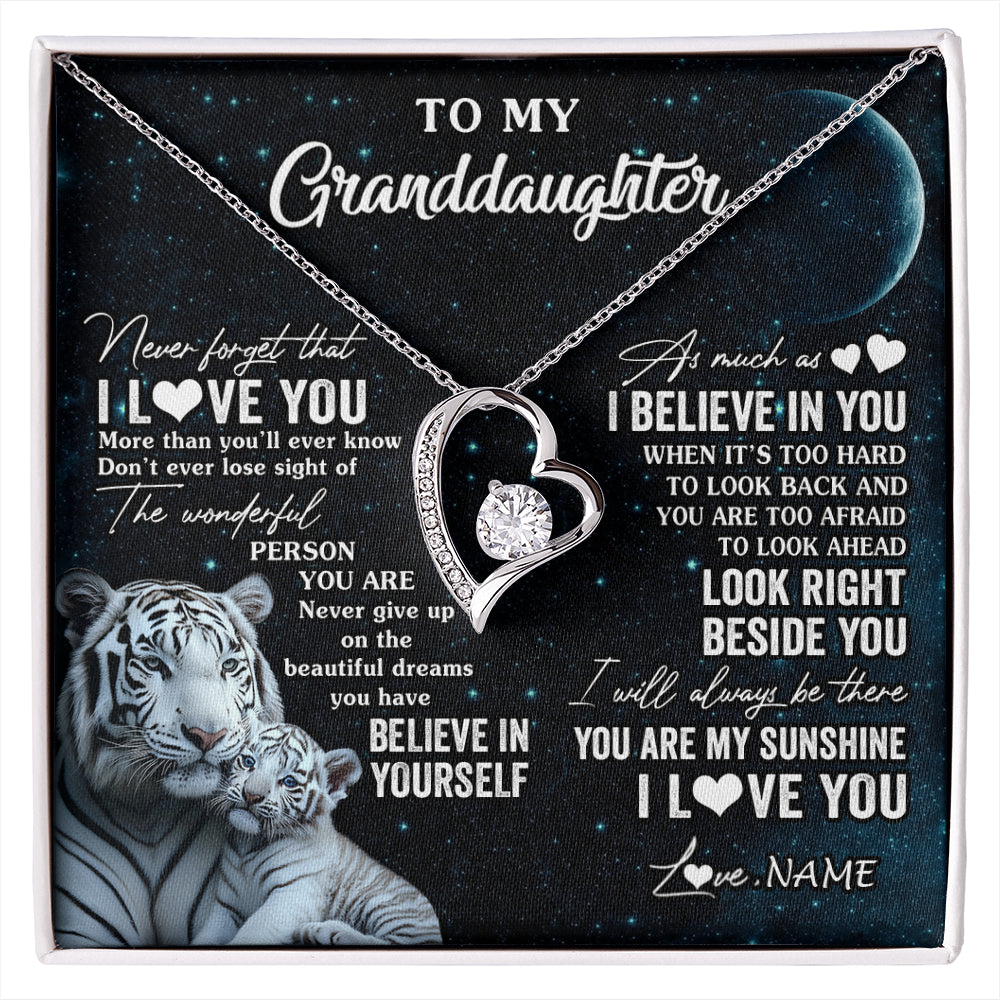 Personalized To My Granddaughter Necklace From Grandma Never Forget I Love You White Tiger Granddaughter Birthday Christmas Customized Gift Box Message Card