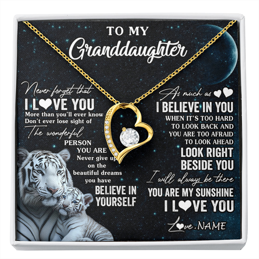 Personalized To My Granddaughter Necklace From Grandma Never Forget I Love You White Tiger Granddaughter Birthday Christmas Customized Gift Box Message Card