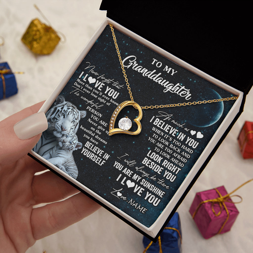 Personalized To My Granddaughter Necklace From Grandma Never Forget I Love You White Tiger Granddaughter Birthday Christmas Customized Gift Box Message Card