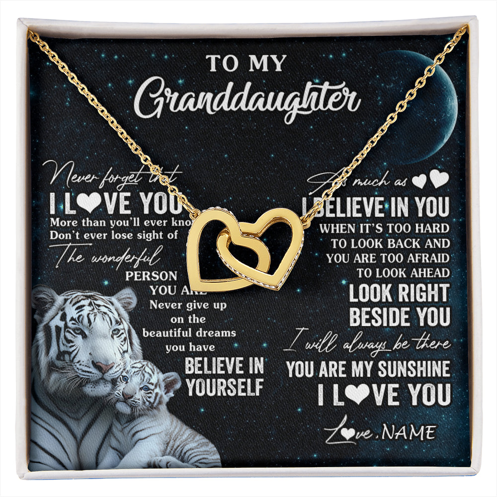 Personalized To My Granddaughter Necklace From Grandma Never Forget I Love You White Tiger Granddaughter Birthday Christmas Customized Gift Box Message Card
