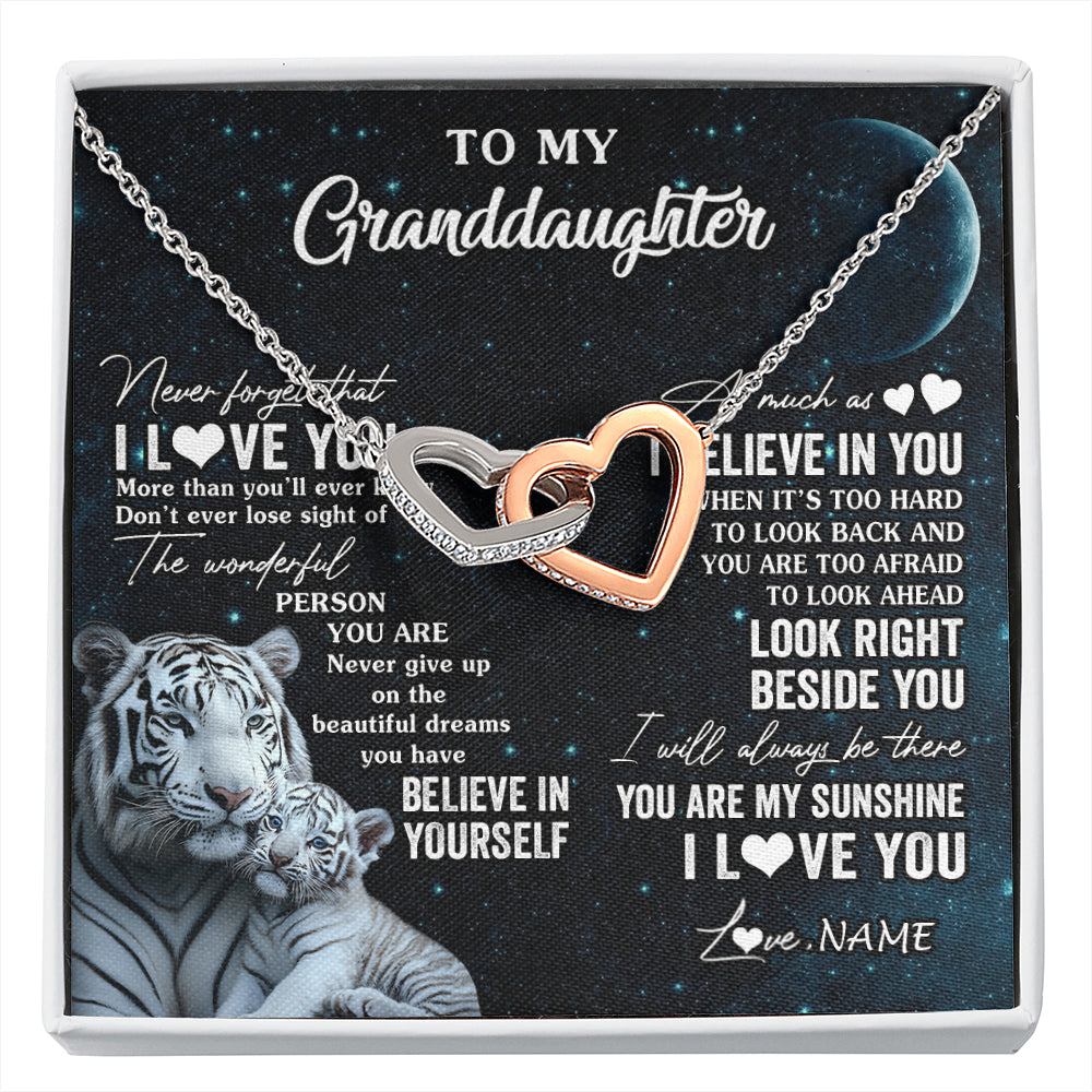 Personalized To My Granddaughter Necklace From Grandma Never Forget I Love You White Tiger Granddaughter Birthday Christmas Customized Gift Box Message Card