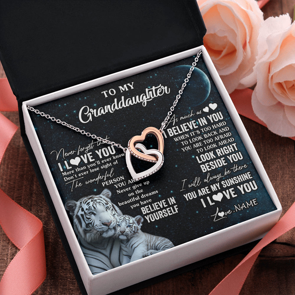 Personalized To My Granddaughter Necklace From Grandma Never Forget I Love You White Tiger Granddaughter Birthday Christmas Customized Gift Box Message Card