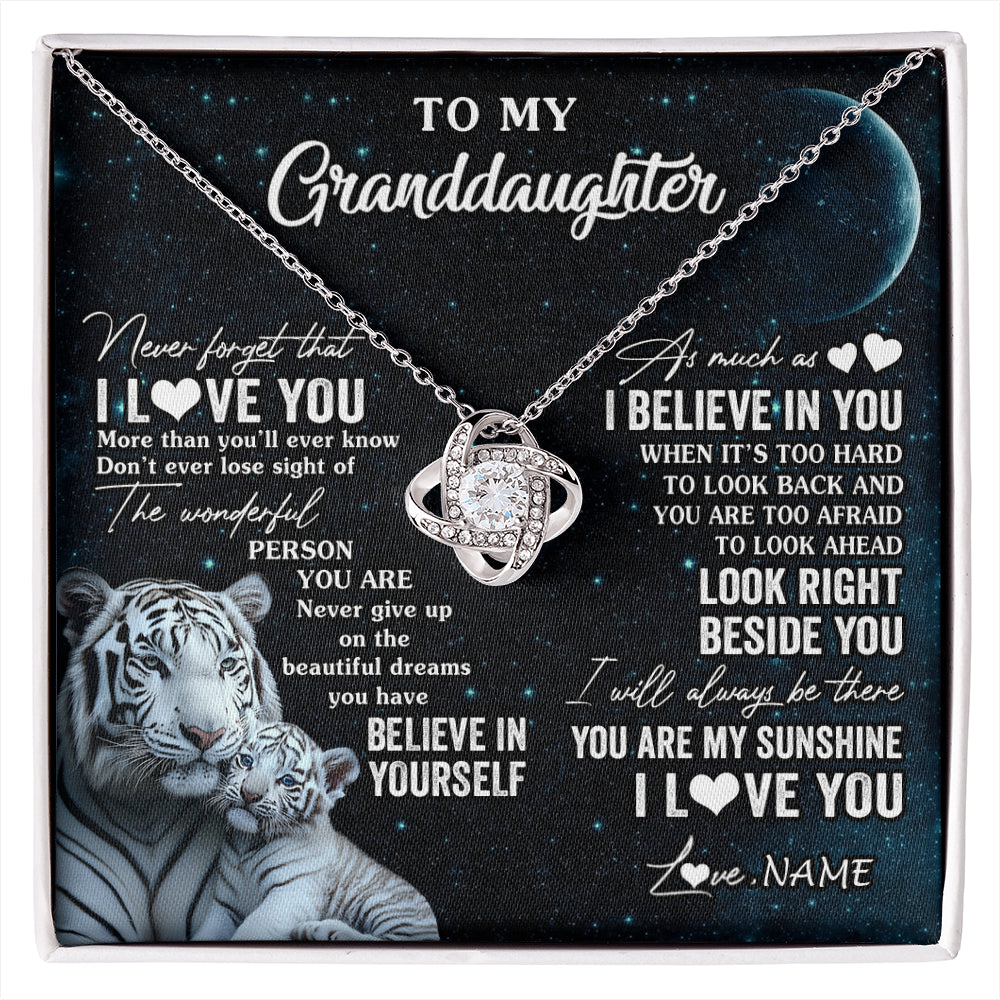 Personalized To My Granddaughter Necklace From Grandma Never Forget I Love You White Tiger Granddaughter Birthday Christmas Customized Gift Box Message Card