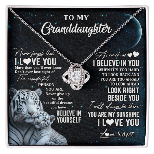 Personalized To My Granddaughter Necklace From Grandma Never Forget I Love You White Tiger Granddaughter Birthday Christmas Customized Gift Box Message Card