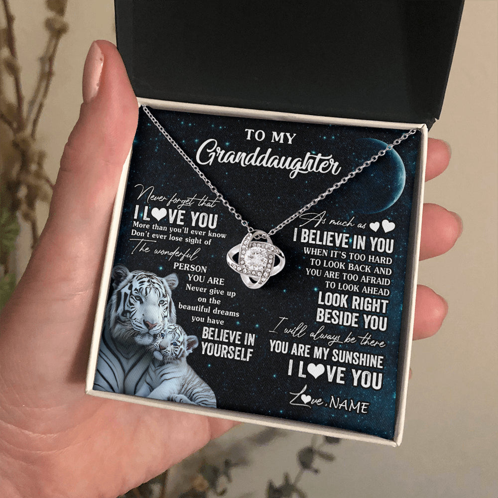 Personalized To My Granddaughter Necklace From Grandma Never Forget I Love You White Tiger Granddaughter Birthday Christmas Customized Gift Box Message Card