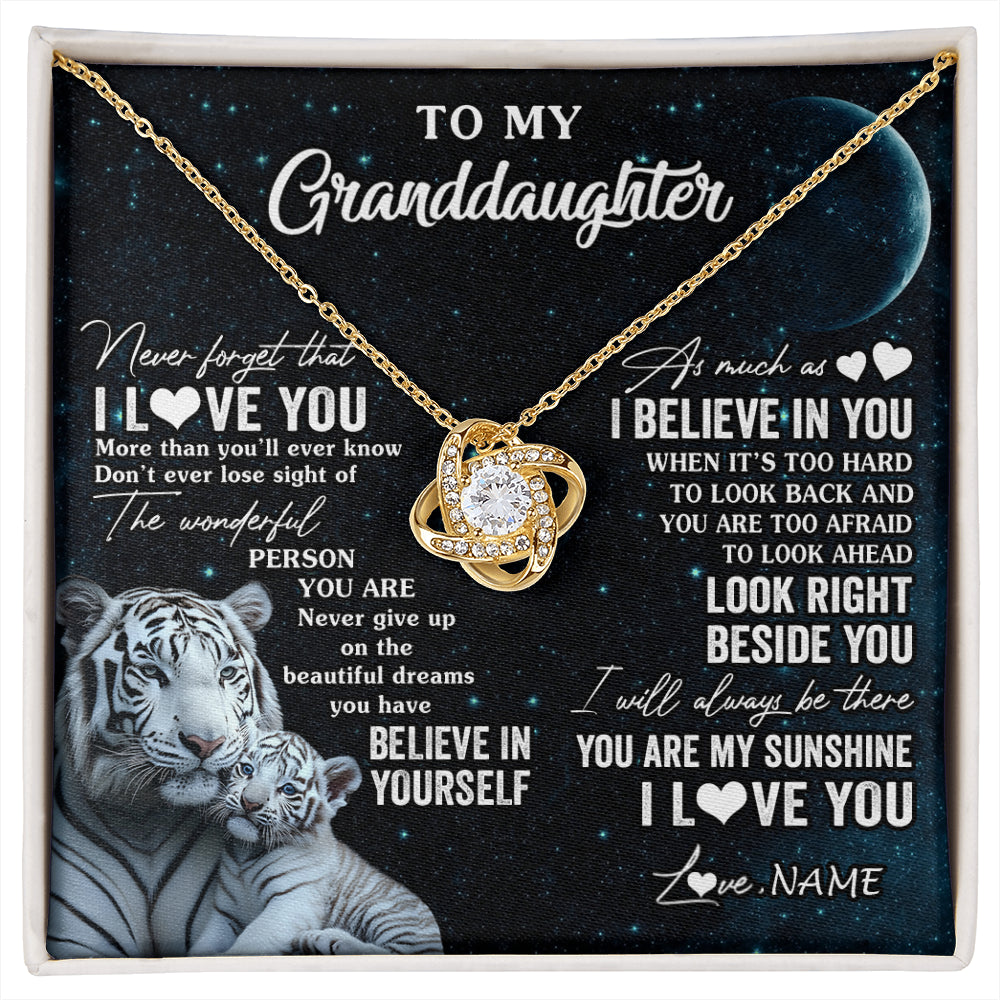 Personalized To My Granddaughter Necklace From Grandma Never Forget I Love You White Tiger Granddaughter Birthday Christmas Customized Gift Box Message Card