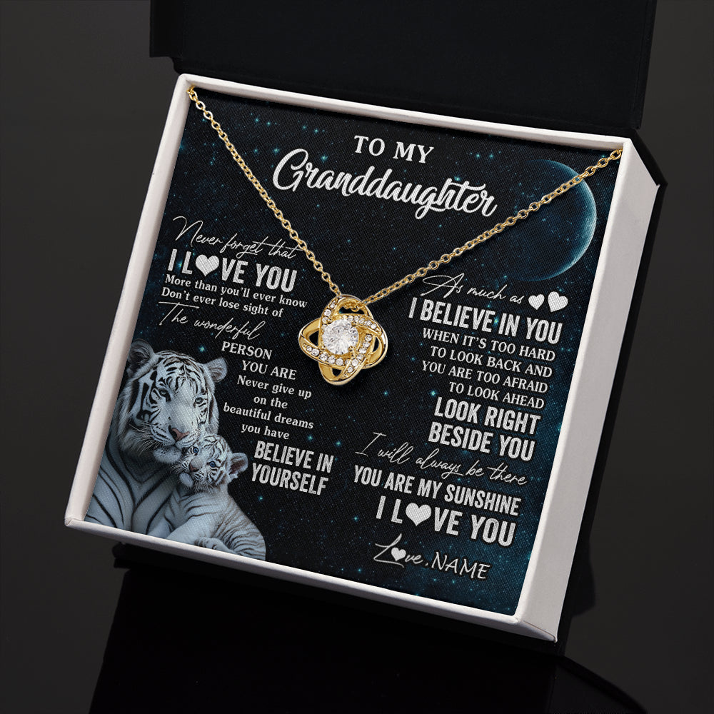 Personalized To My Granddaughter Necklace From Grandma Never Forget I Love You White Tiger Granddaughter Birthday Christmas Customized Gift Box Message Card