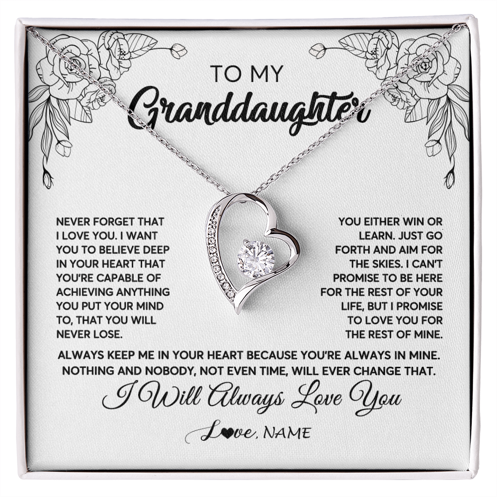 Personalized To My Granddaughter Necklace From Grandma Never Forget That I Love You Granddaughter Birthday Christmas Jewelry Customized Gift Box Message Card