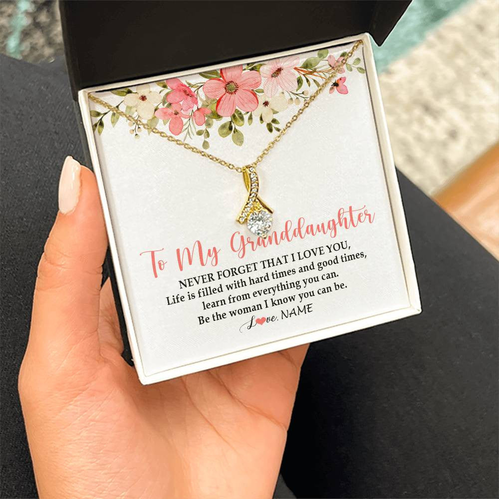 Personalized To My Granddaughter Necklace From Grandma Never Forget That I Love You Granddaughter Jewelry Birthday Christmas Customized Gift Box Message Card