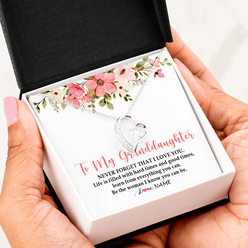 Personalized To My Granddaughter Necklace From Grandma Never Forget That I Love You Granddaughter Jewelry Birthday Christmas Customized Gift Box Message Card