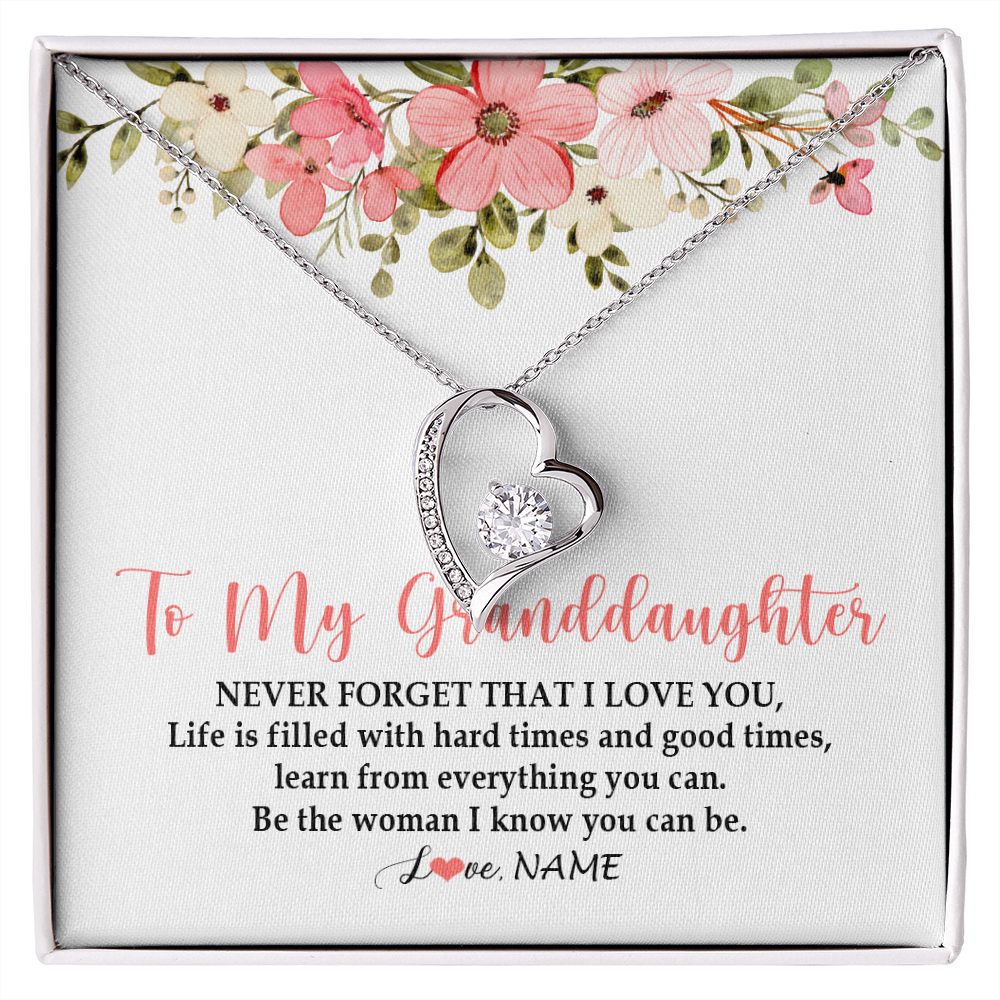 Personalized To My Granddaughter Necklace From Grandma Never Forget That I Love You Granddaughter Jewelry Birthday Christmas Customized Gift Box Message Card