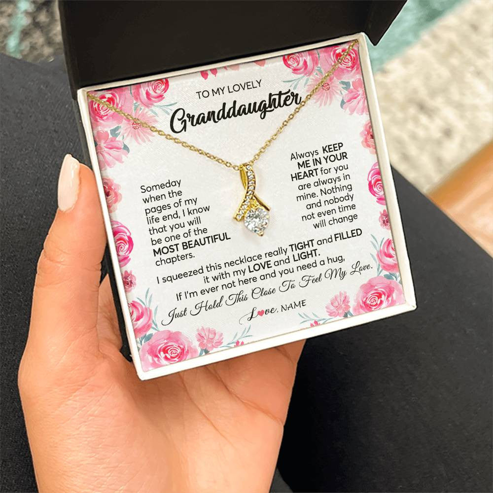 Personalized To My Granddaughter Necklace From Grandma Papa Always Keep Me in Your Heart Granddaughter Birthday Christmas Customized Gift Box Message Card
