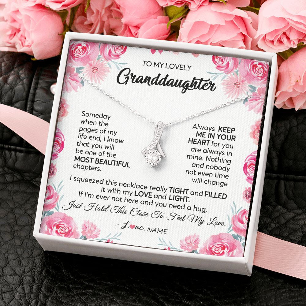 Personalized To My Granddaughter Necklace From Grandma Papa Always Keep Me in Your Heart Granddaughter Birthday Christmas Customized Gift Box Message Card