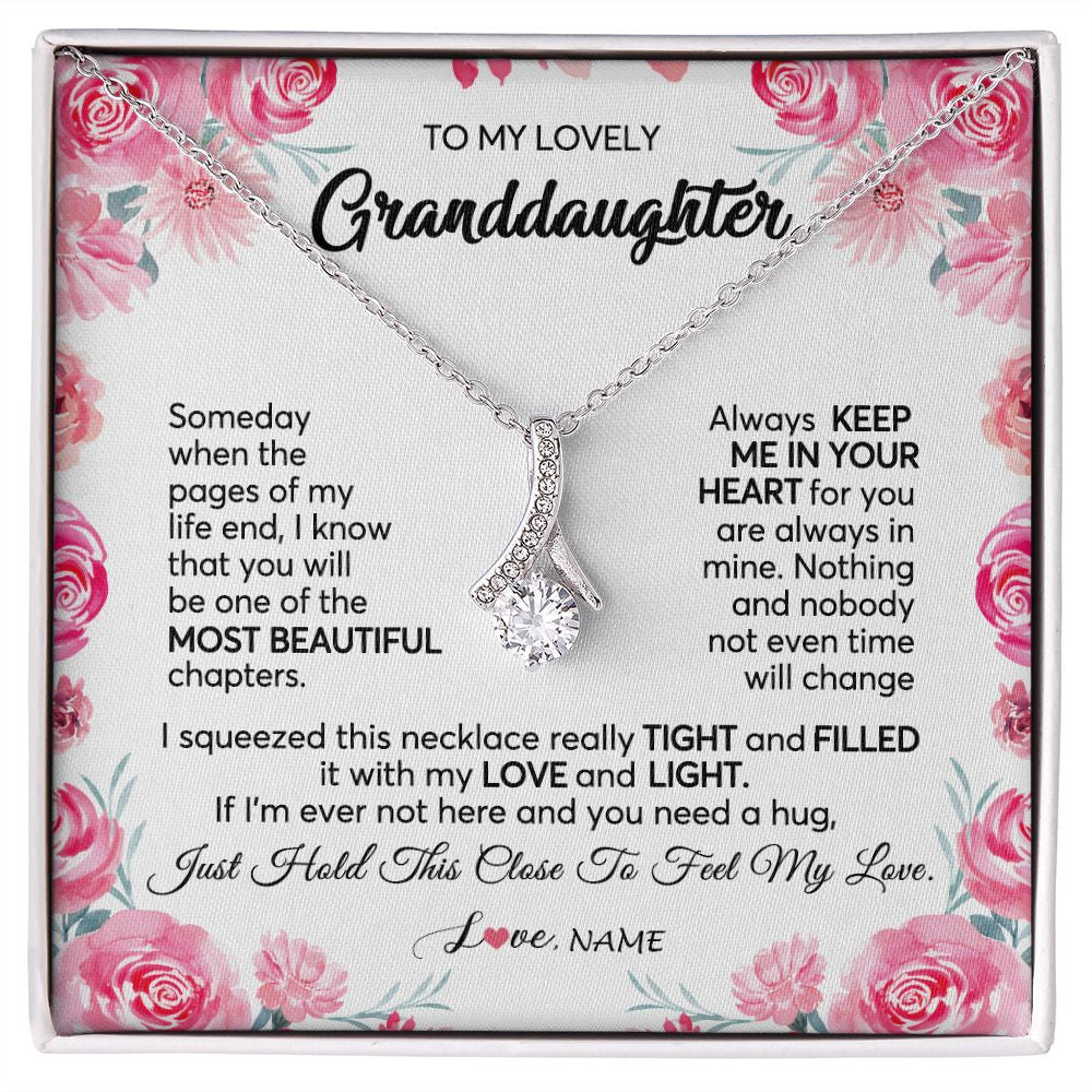 Personalized To My Granddaughter Necklace From Grandma Papa Always Keep Me in Your Heart Granddaughter Birthday Christmas Customized Gift Box Message Card