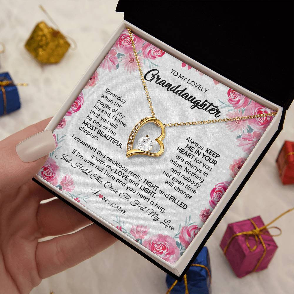 Personalized To My Granddaughter Necklace From Grandma Papa Always Keep Me in Your Heart Granddaughter Birthday Christmas Customized Gift Box Message Card