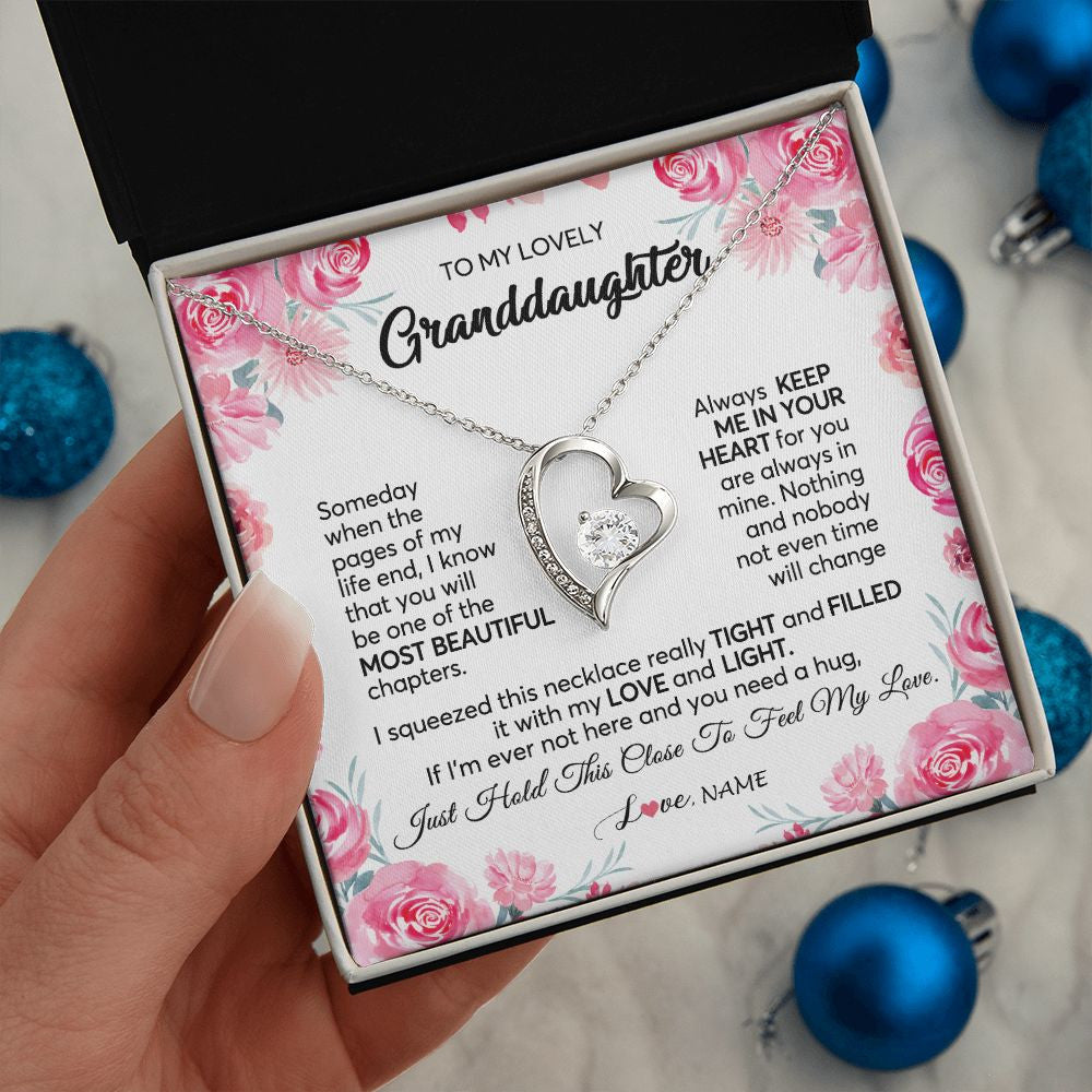 Personalized To My Granddaughter Necklace From Grandma Papa Always Keep Me in Your Heart Granddaughter Birthday Christmas Customized Gift Box Message Card