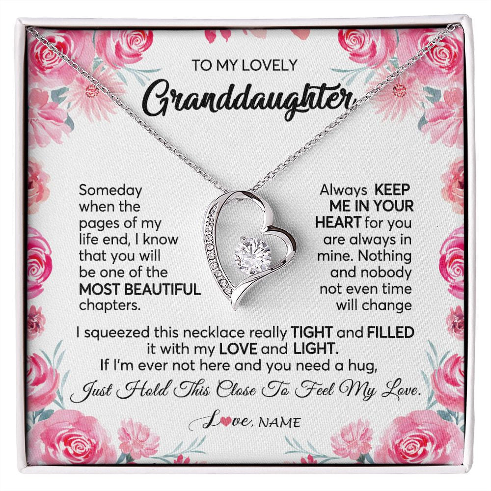Personalized To My Granddaughter Necklace From Grandma Papa Always Keep Me in Your Heart Granddaughter Birthday Christmas Customized Gift Box Message Card