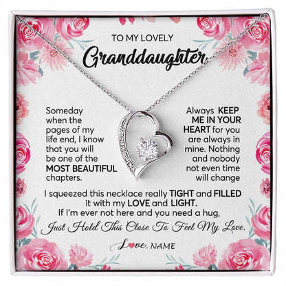 Personalized To My Granddaughter Necklace From Grandma Papa Always Keep Me in Your Heart Granddaughter Birthday Christmas Customized Gift Box Message Card