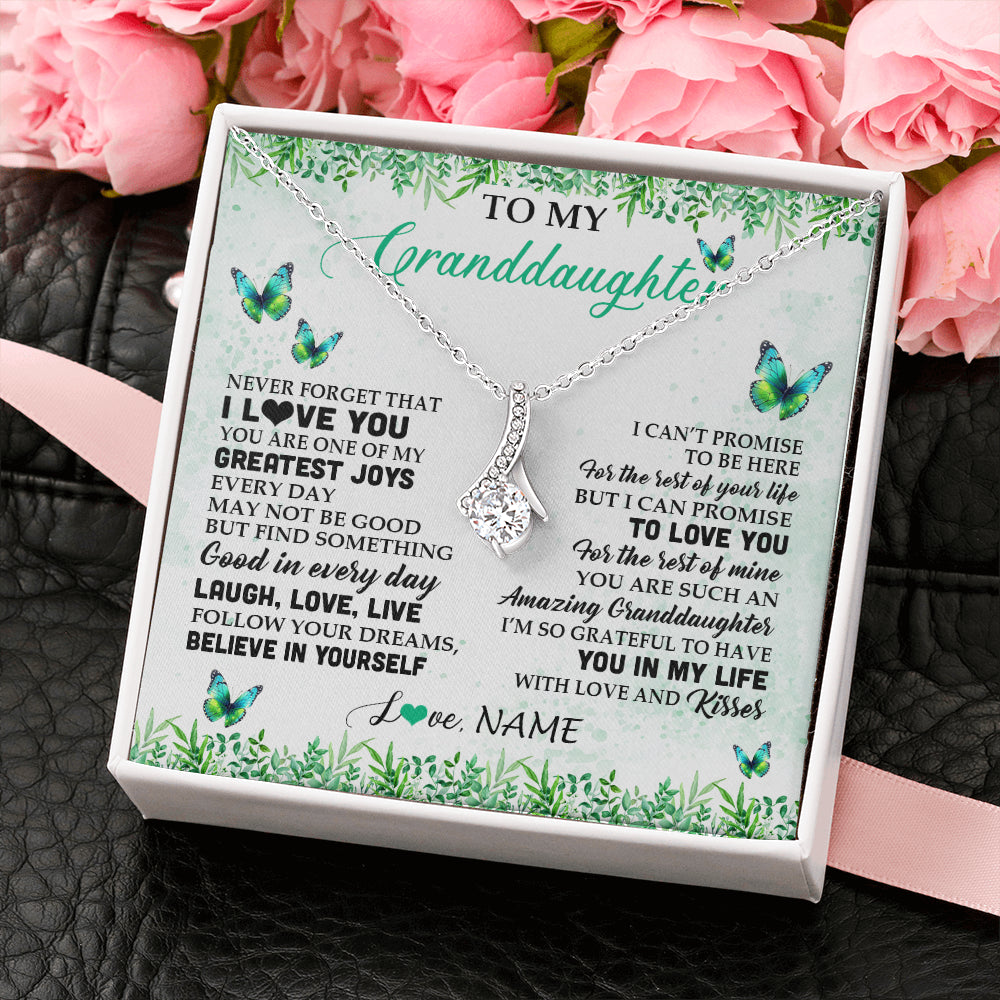 Personalized To My Granddaughter Necklace From Grandma Papa Butterfly Laugh Love Live Birthday Motivational Quote Christmas Customized Gift Box Message Card