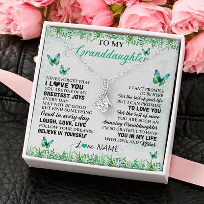 Personalized To My Granddaughter Necklace From Grandma Papa Butterfly Laugh Love Live Birthday Motivational Quote Christmas Customized Gift Box Message Card