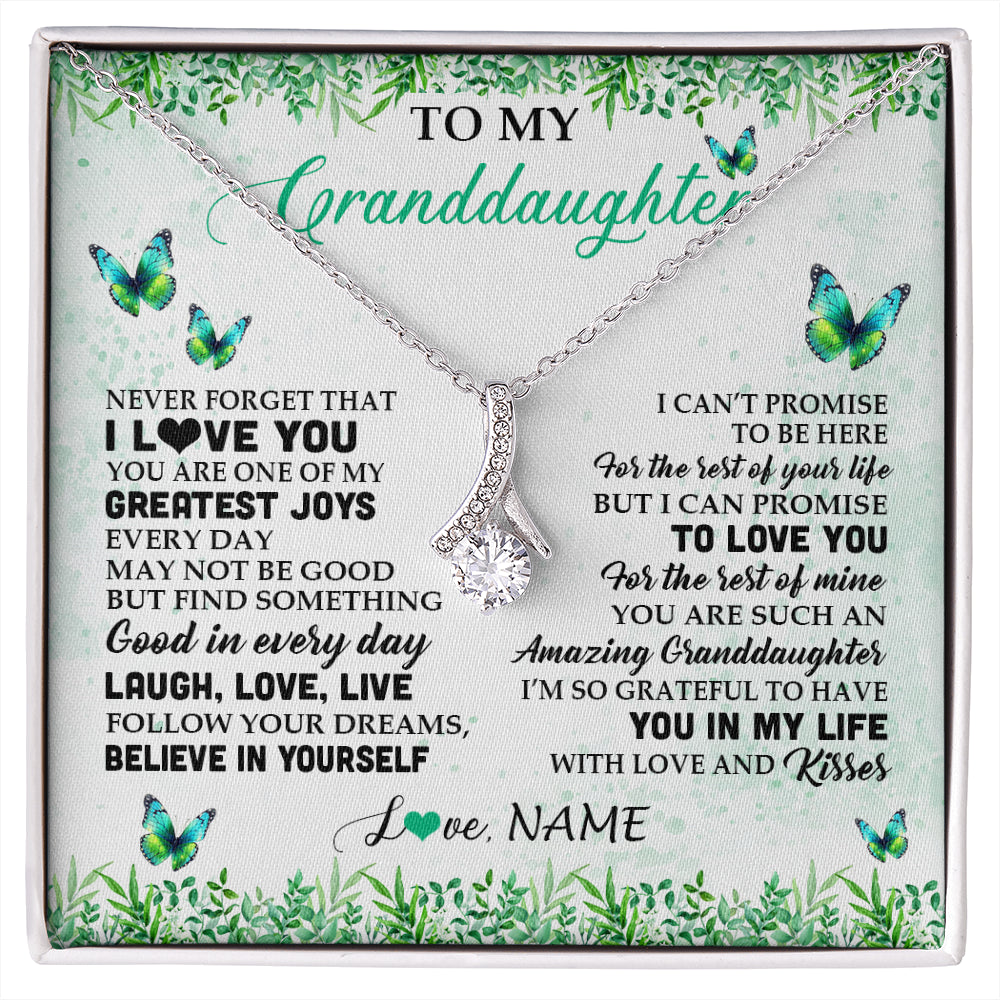 Personalized To My Granddaughter Necklace From Grandma Papa Butterfly Laugh Love Live Birthday Motivational Quote Christmas Customized Gift Box Message Card